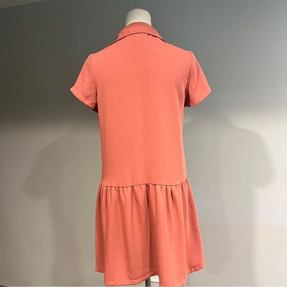 Cynthia Rowley rust orange short sleeve straight knee length oversized dress - Picture 10 of 15